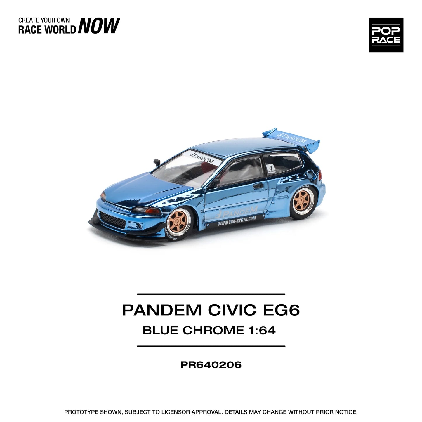 Pop Race 1:64 Pandem Civic EG6 - Blue Chrome (Preorder)