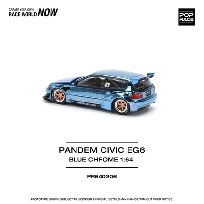 Pop Race 1:64 Pandem Civic EG6 - Blue Chrome (Preorder)