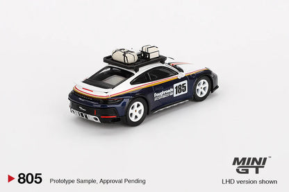 (Preorder) Mini GT 1:64 Porsche 911 Dakar Rallye Design Package White/Gentian Blue Metallic