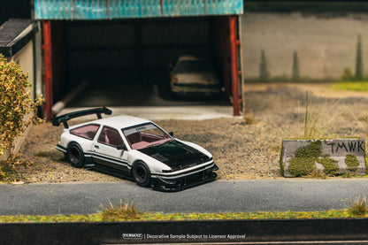 (Preorder) Tarmac Works 1:64 Toyota Sprinter Trueno AE86 Widebody by Jon Sibal with Trading Card – White