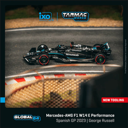 (Preorder) Tarmac Works 1:64 Mercedes-AMG F1 W14 E Performance Spanish Grand Prix 2023 George Russell- Black – Global64