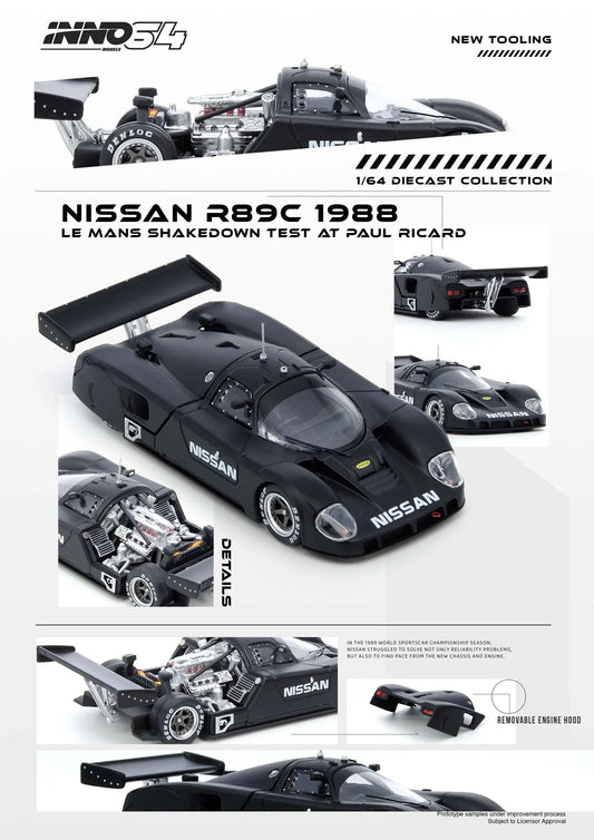 Inno64 1:64 Nissan R89C Le Mans Shakedown Test At Paul Ricard 1988 (Preorder)