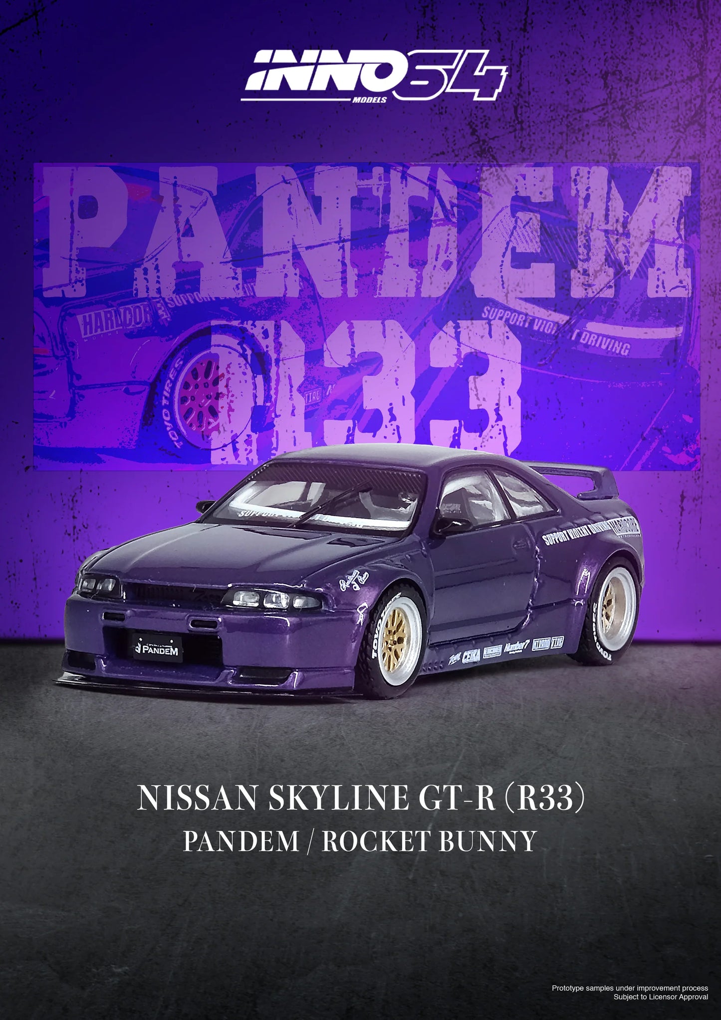 Inno64 1:64 Nissan Skyline GT-R (R33) "Pandem Rocket Bunny" Purple (Preorder)