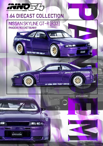 Inno64 1:64 Nissan Skyline GT-R (R33) "Pandem Rocket Bunny" Purple (Preorder)