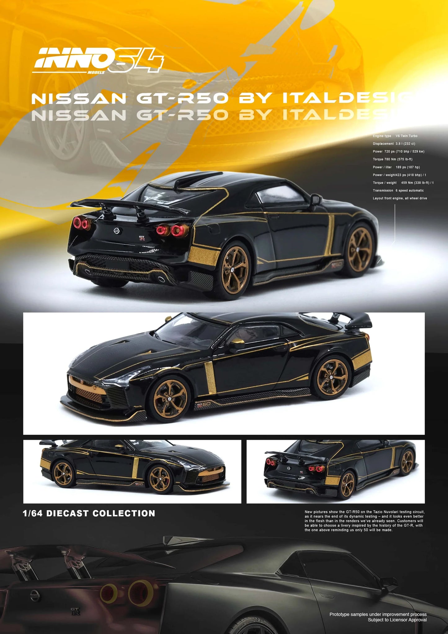 Inno64 1:64 Nissan GT-R50 by Italdesign Black (Preorder)