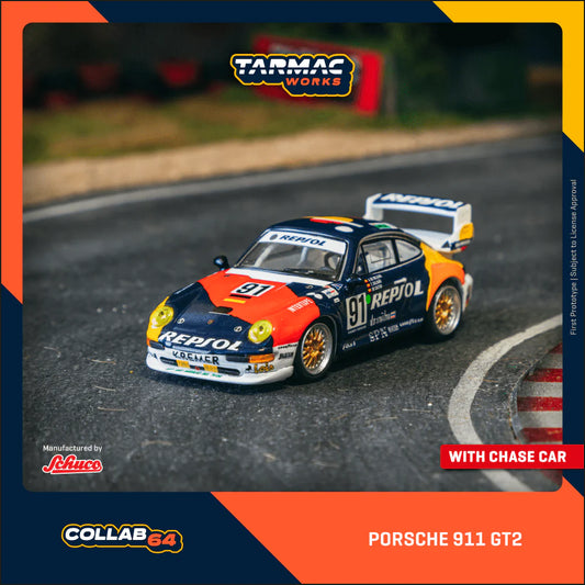 Tarmac Works x Schuco 1:64 Porsche 911 GT2 24h LE MANS 1995 #91 (Preorder)