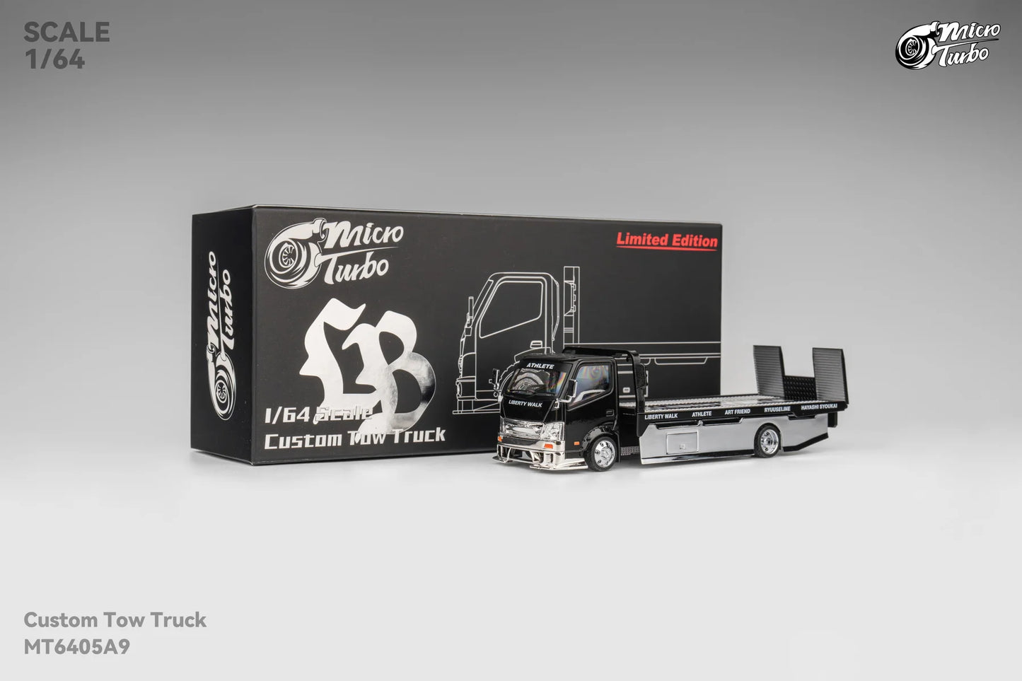 Microturbo 1:64 Custom Tow Truck - Black/Chrome (Preorder)