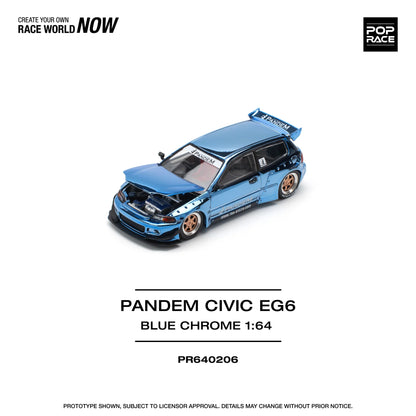 Pop Race 1:64 Pandem Civic EG6 - Blue Chrome (Preorder)