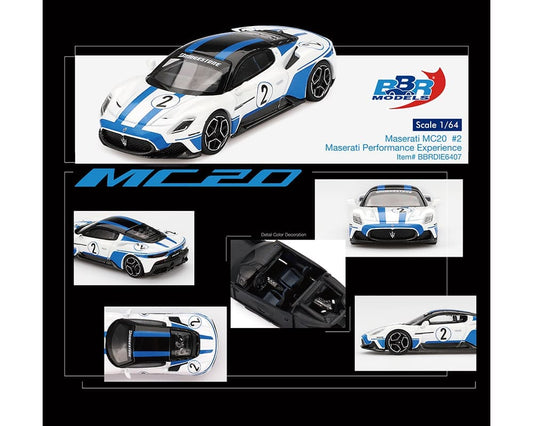 BBR Models 1:64 Maserati MC20 #2 Maserati Performance Experience – White – Limited Edition (Preorder)