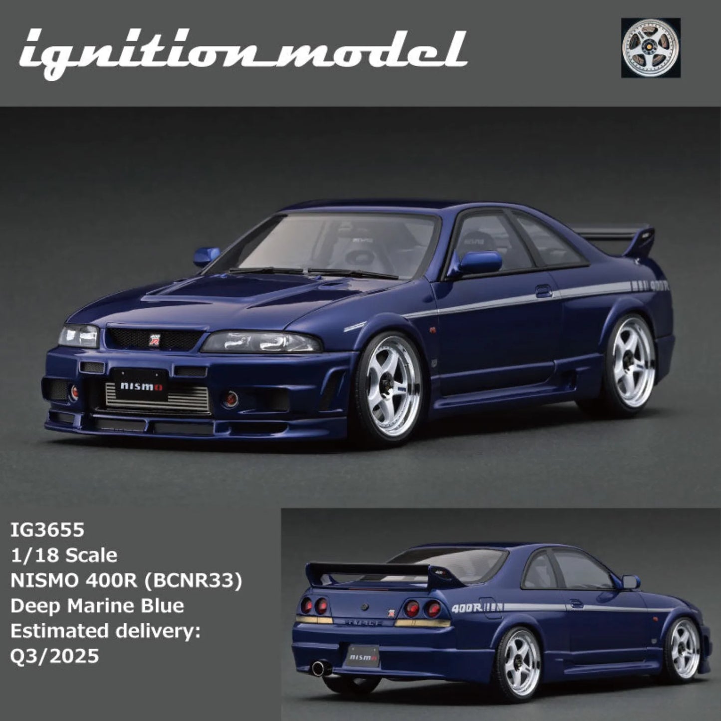 Ignition Model 1:18 Nissan NISMO 400R (BCNR33) Deep Marine Blue IG3655 ...