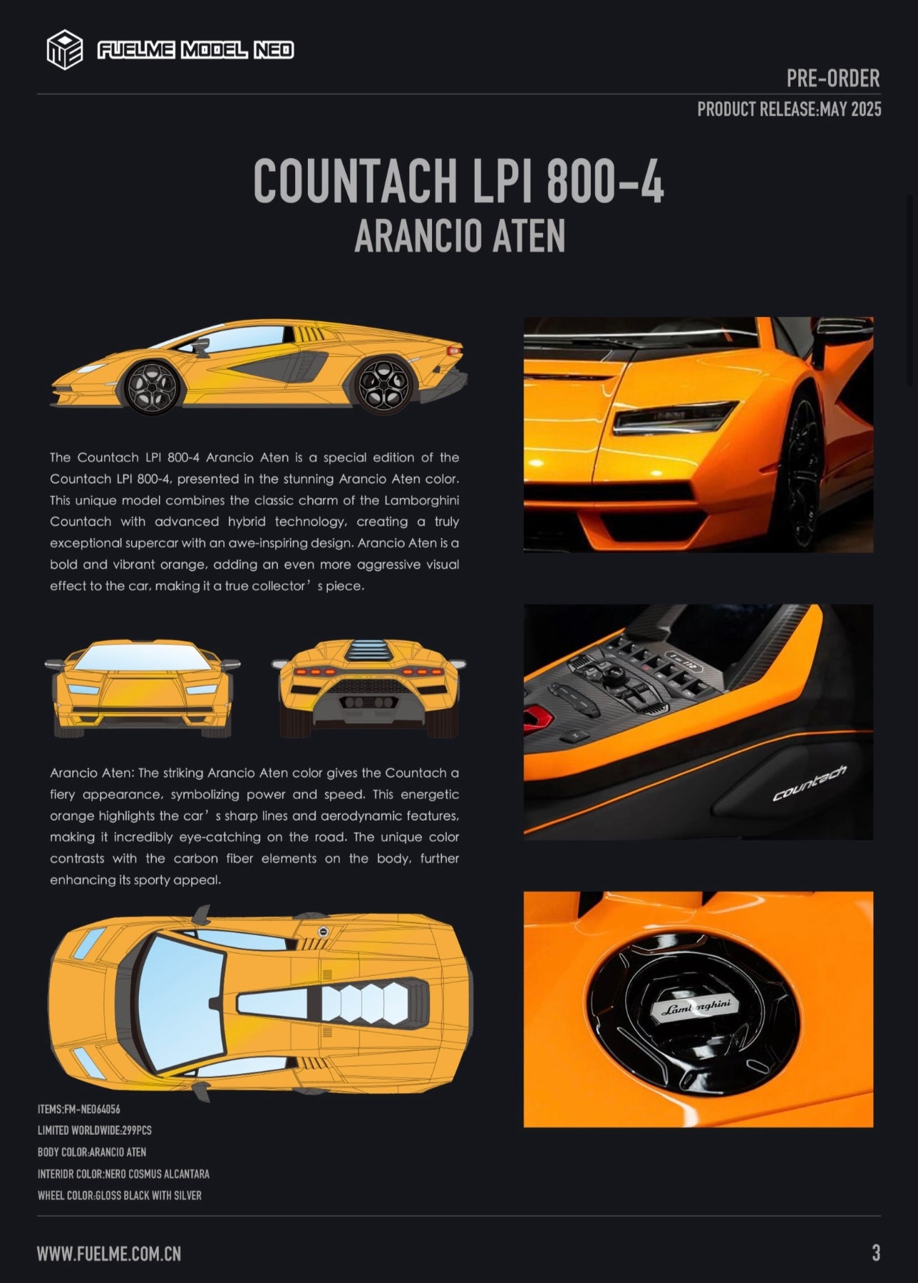 Fuelme 1:64 Countach LPI - 800 Arancio Aten FM-NEO64056