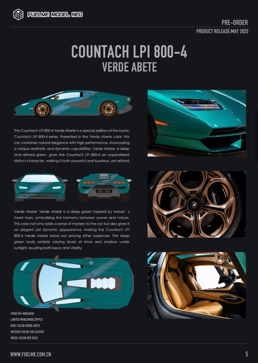 Fuelme 1:64 Countach LPI - 800 Verde Abete FM-NEO64058