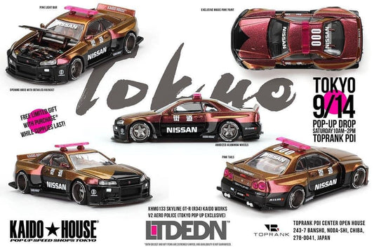 Kaido House 1:64 Skyline GT-R (R34) Kaido Works V2 Aero Police Tokyo Pop Up Exclusive [Event Edition]