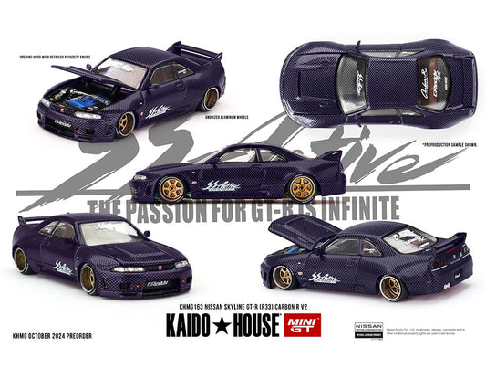 (Preorder) Kaido House x Mini GT 1:64 Nissan Skyline GT-R (R33) Active Carbon R V2 – Purple Carbon