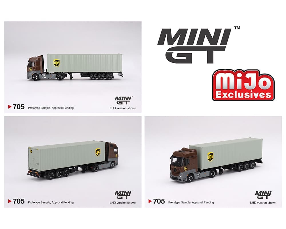 (Preorder) Mini GT 1:64 Mercedes-Benz Actros with 40 Ft Dry Container – UPS Europe