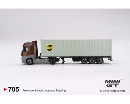 (Preorder) Mini GT 1:64 Mercedes-Benz Actros with 40 Ft Dry Container – UPS Europe