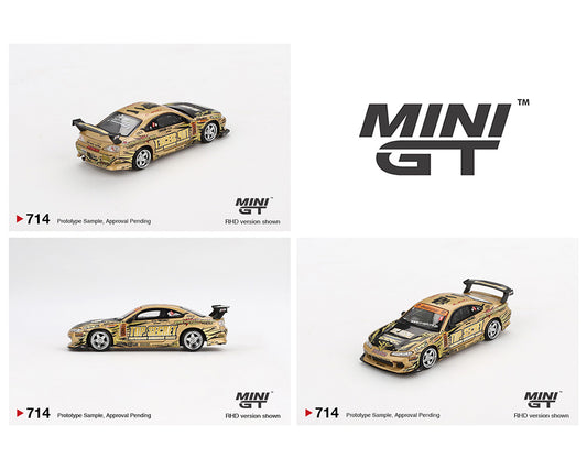 (Preorder) Mini GT 1:64 Nissan Silvia (S15) Top Secret D1GP - Gold