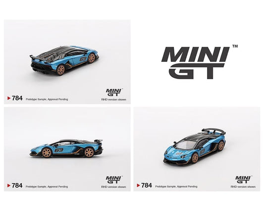 Mini GT 1:64 Lamborghini Aventador SVJ 63 – Blu Aegir