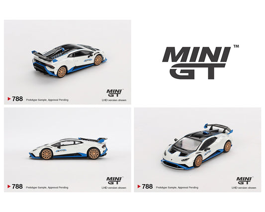 (Preorder) Mini GT 1:64 Lamborghini Huracán STO – Bianco Asopo