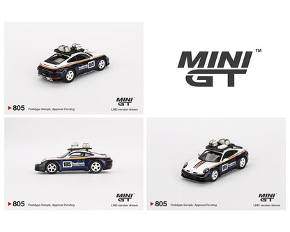 (Preorder) Mini GT 1:64 Porsche 911 Dakar Rallye Design Package White/Gentian Blue Metallic