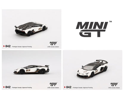 (Preorder) Mini GT 1:64 Lamborghini Aventador SVJ 63 – Bianco Asopo