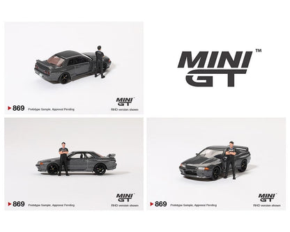 (Preorder) Mini GT 1:64 Nissan Skyline GT-R (R32) Nismo Gunmetal W/ Matsuda Figure – Tsugio Matsuda Collection