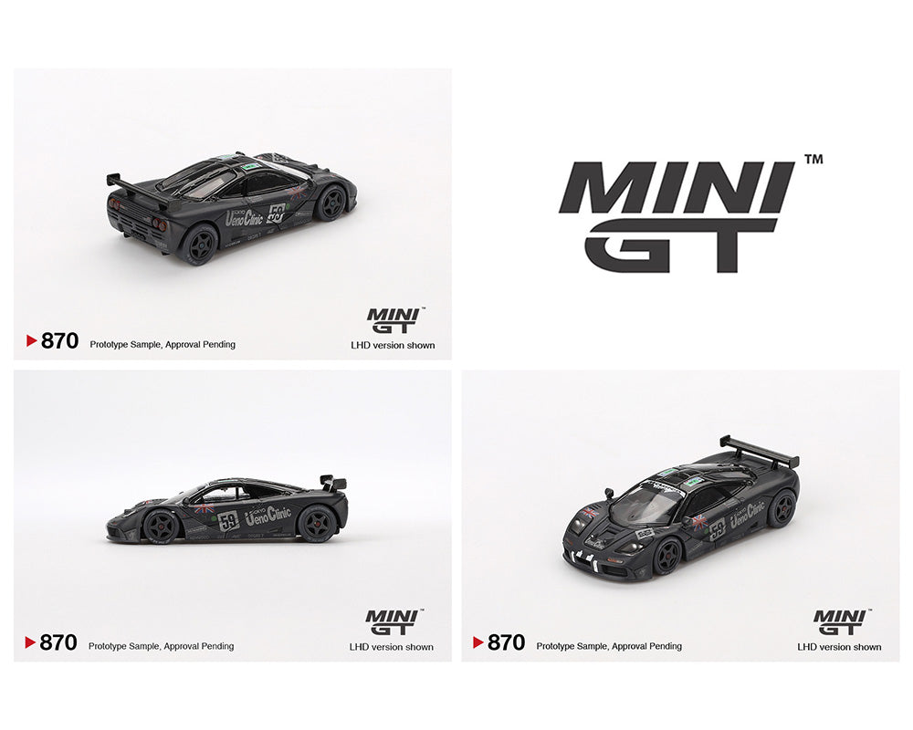 (Preorder) Mini GT 1:64 McLaren F1 GTR #59 1995 Le Mans 24Hr Winner – Post-Race Weathered Matte Black