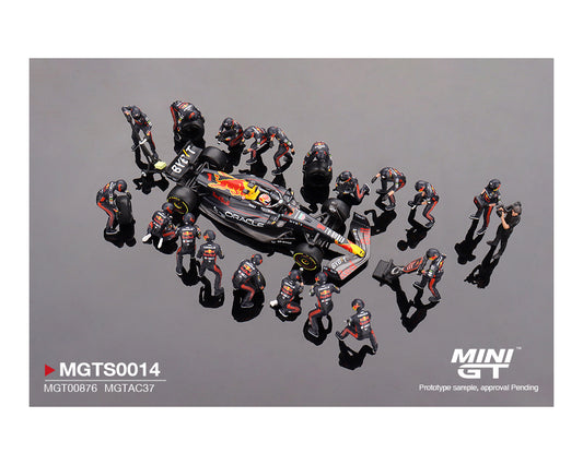 (Preorder) Mini GT 1:64 Oracle Red Bull Racing RB19 #1 Max Verstappen 2023 F1 Japanese Grand Prix Pit Crew Set Limited Edition 5000 Sets