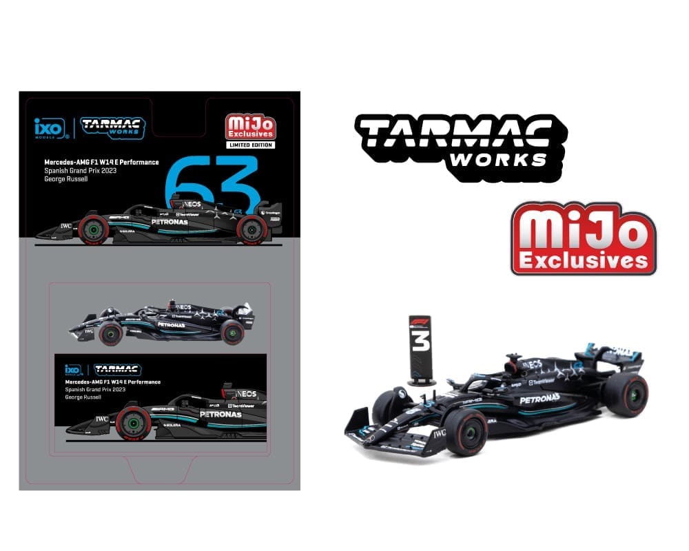 (Preorder) Tarmac Works 1:64 Mercedes-AMG F1 W14 E Performance Spanish Grand Prix 2023 George Russell- Black – Global64