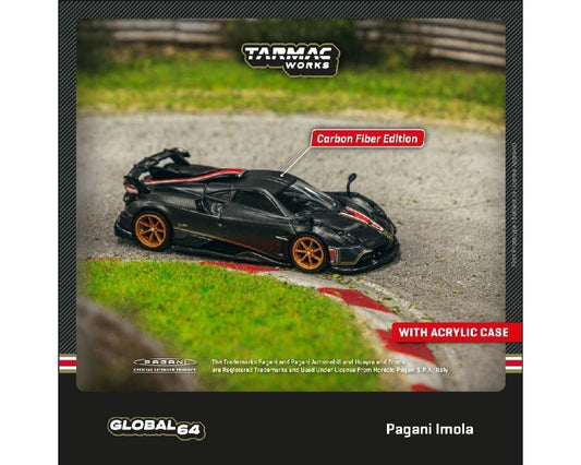 (Preorder) Tarmac Works 1:64 Pagani Imola Limited Edition – Matt Black Carbon Fiber- Global64