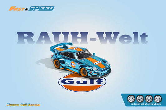 Fast Speed 1:64 Porsche RWB 993 GT - Chrome Gulf (Preorder)