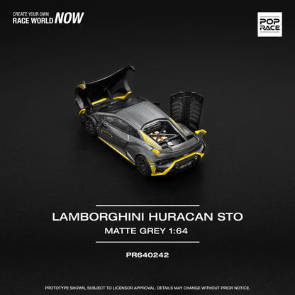 Pop Race 1:64 Lamborghini Huracan STO Matte Grey Dull Gray PR640242 (Preorder)